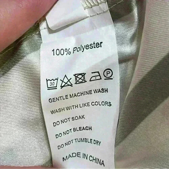 SHEIN Lantern Sleeve Striped Print Shirt size M ivory- green - Picture 8 of 11